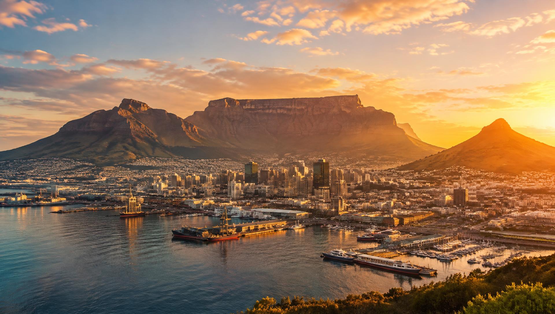 Cape Town and Table Mountain at sunrise